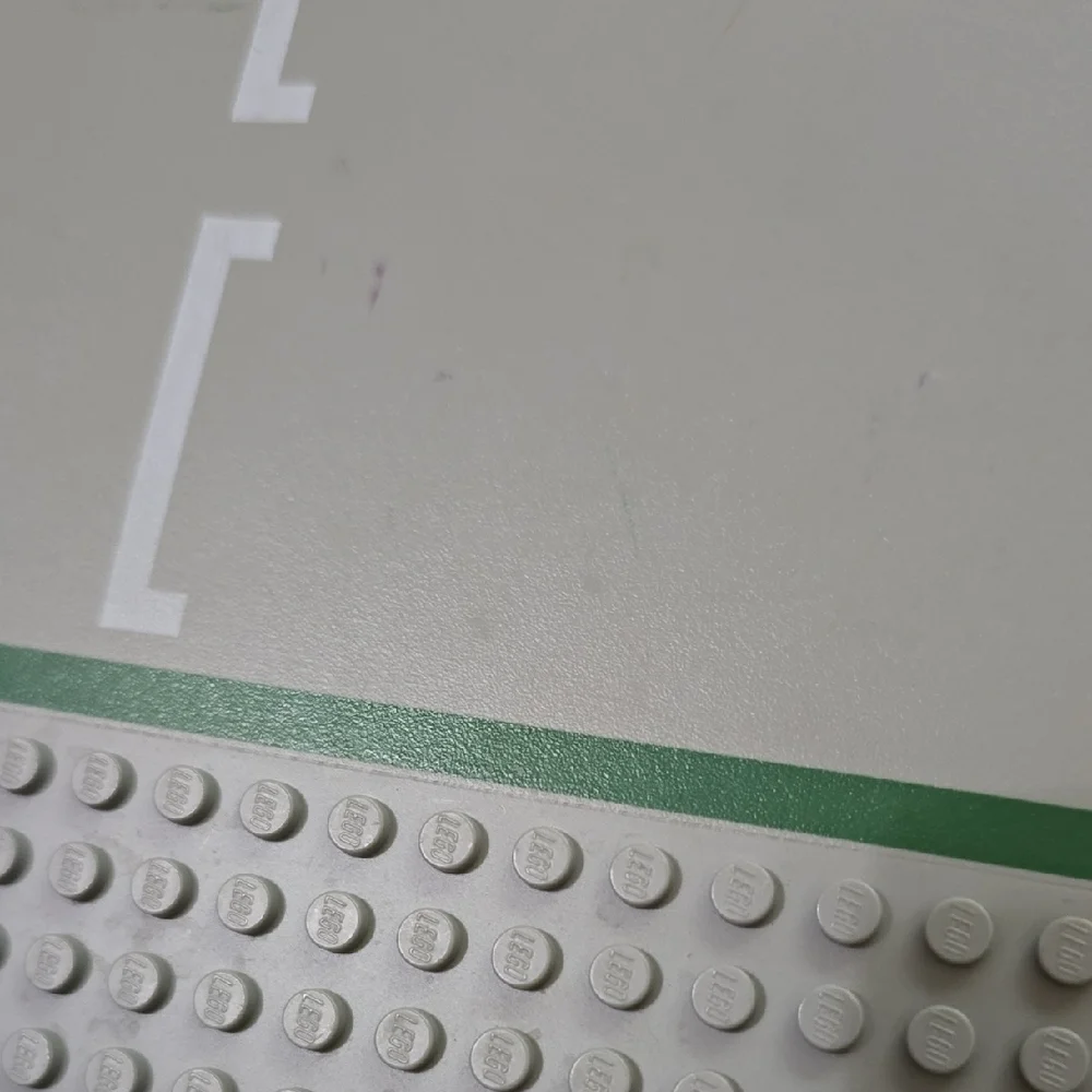 LEGO Gray Baseplate with Green and White Road Pattern - 32x32 Pegs
